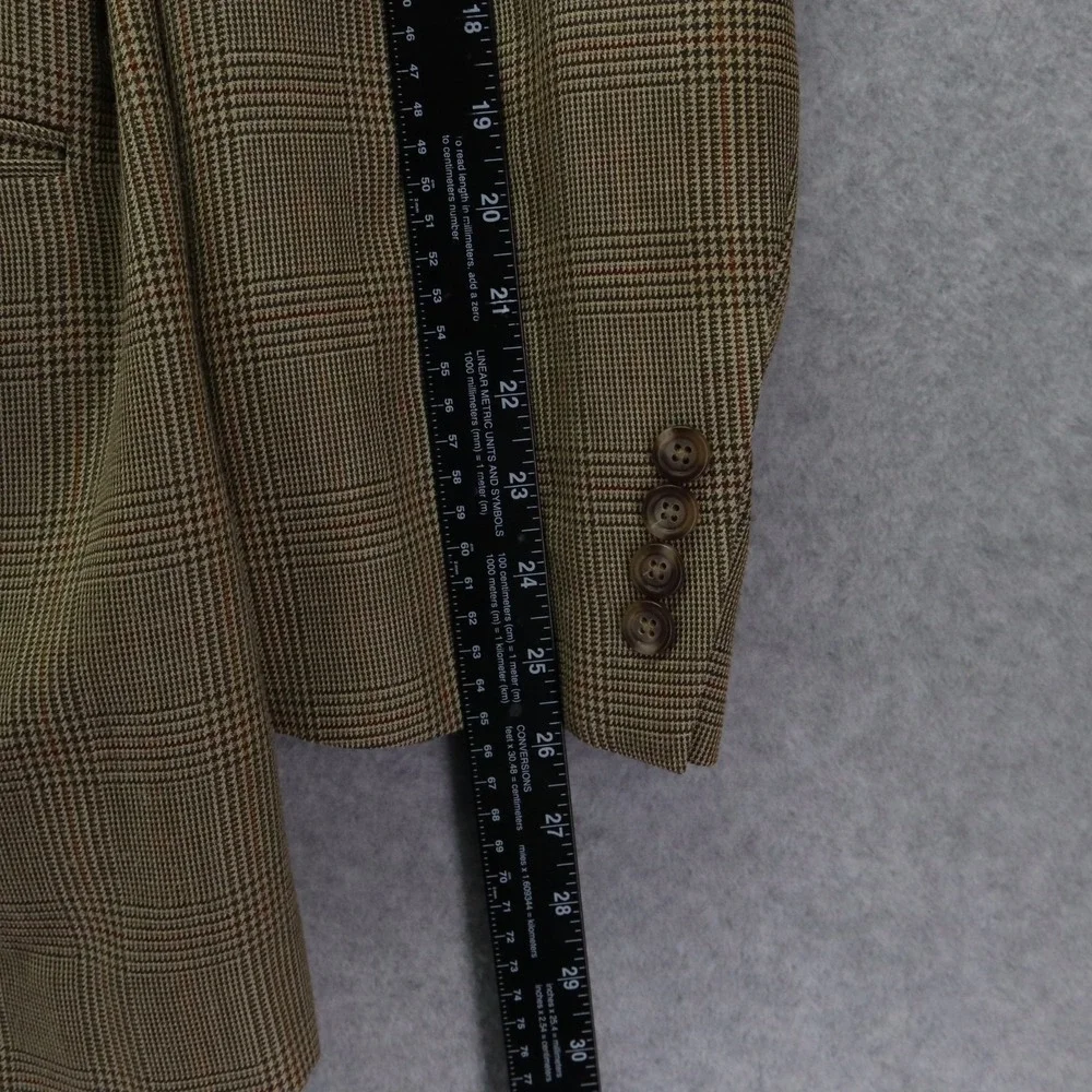 Jos A‎ Bank Blazer Mens 46L Wool/Silk 2-Button Suit Jacket Sport Coat Tan Plaid